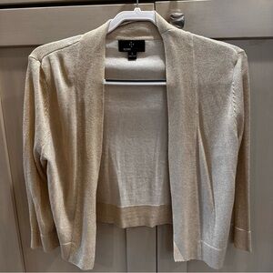 Ronni Nicole Metallic Open-Front Short-Sleeve Cardigan - Champagne